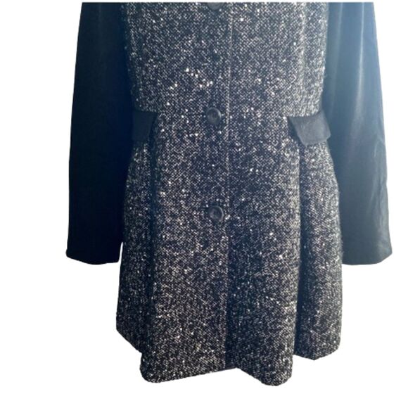 The Limited Tweed‎ Recycled Wool Blend Coat Gray Black Peplum Size Large - Picture 3 of 6